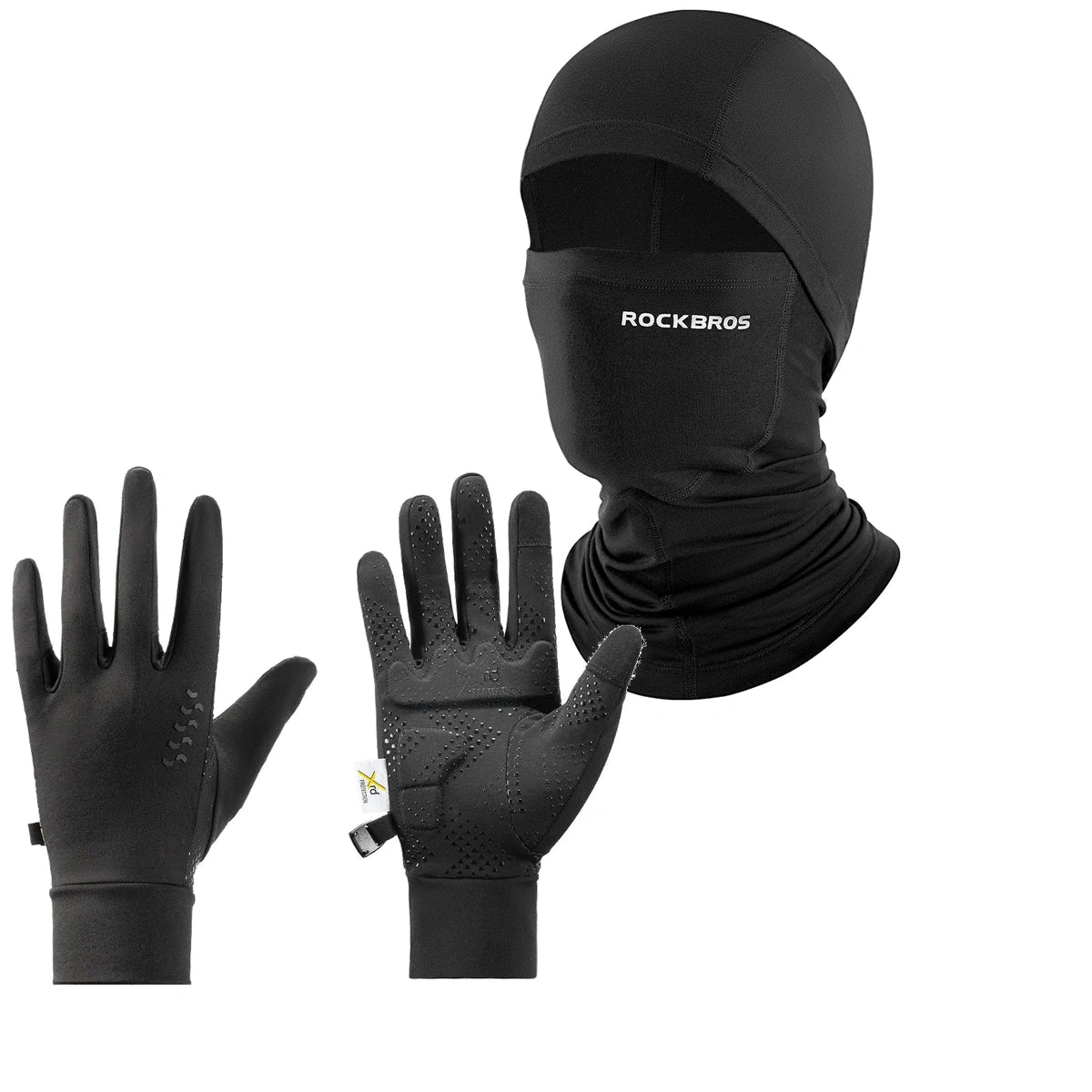 ROCKBROS Winter Set: Sturmhaube Merinowolle & ThermoGrip Fahrradhandschuhe Lang
