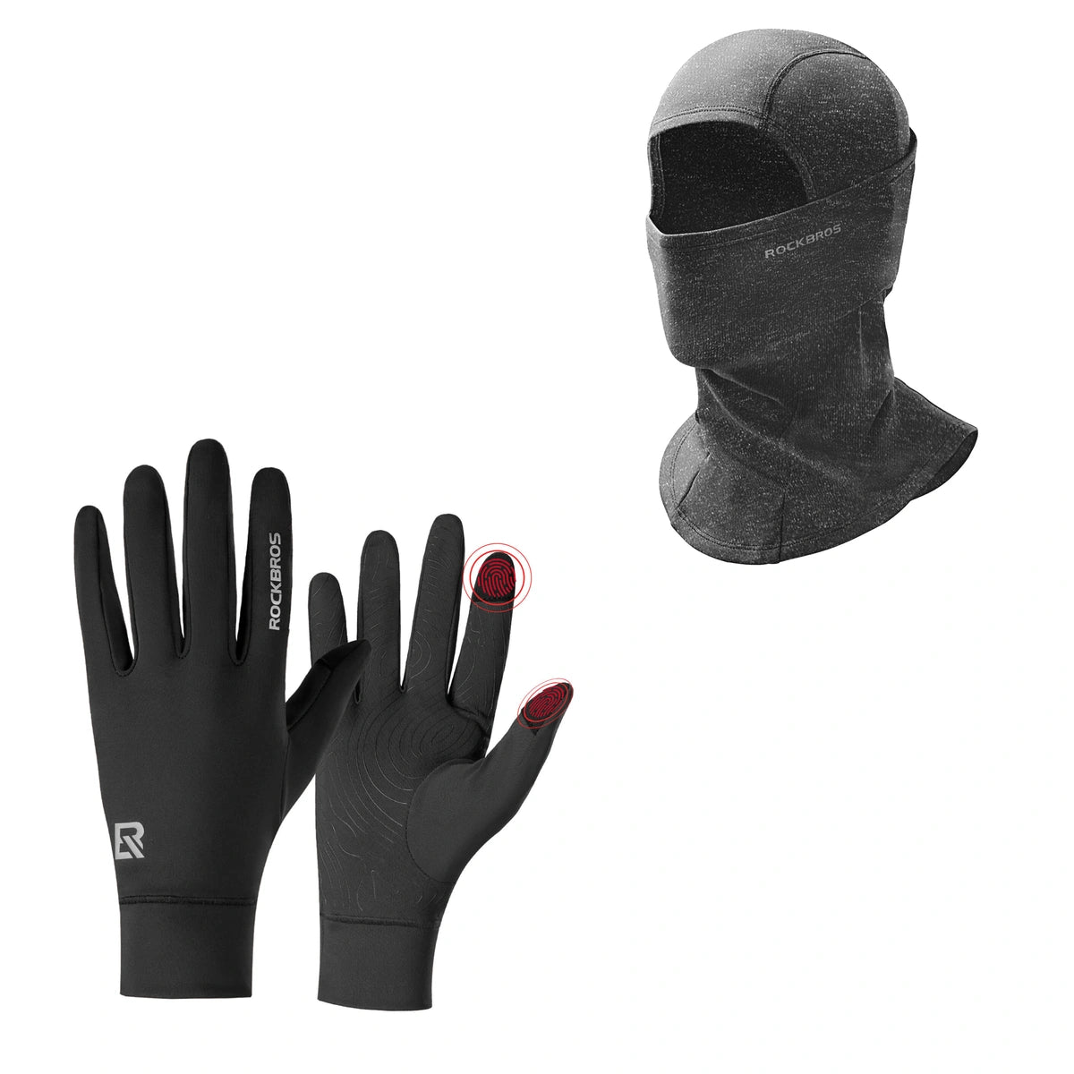 ROCKBROS Winter Set: Sturmhaube & Fahrradhandschuhe Touchscreen