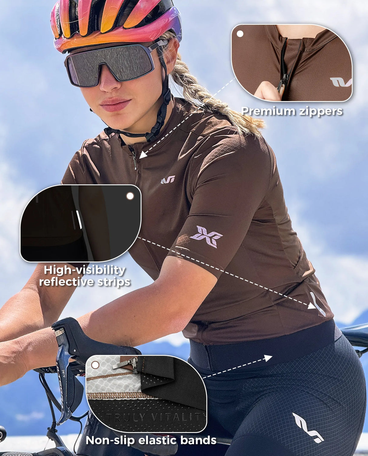 Maillot de cyclisme féminin TVI - Digital Dune pour VTT et vélo de route