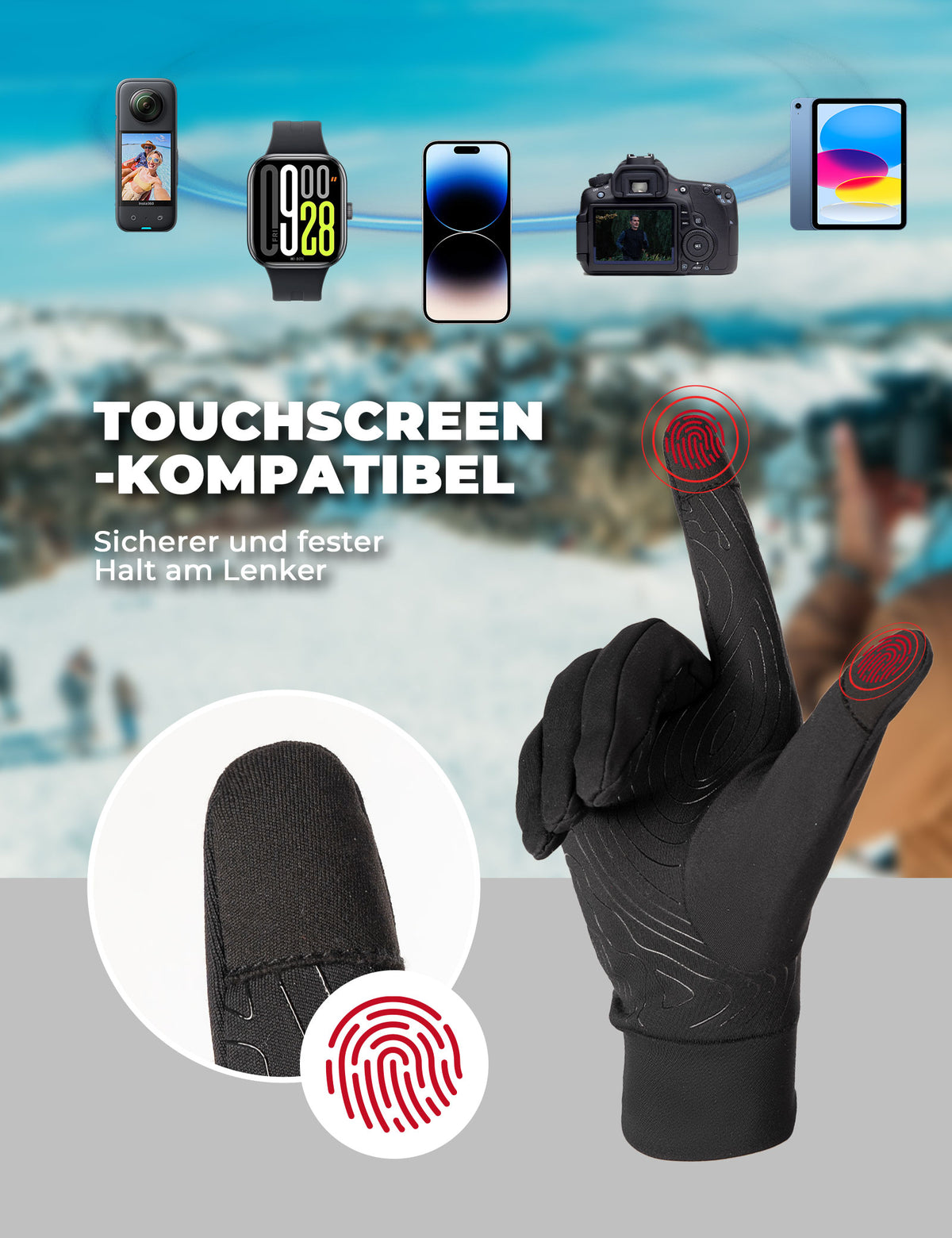 ROCKBROS Winter Set: Sturmhaube & Fahrradhandschuhe Touchscreen