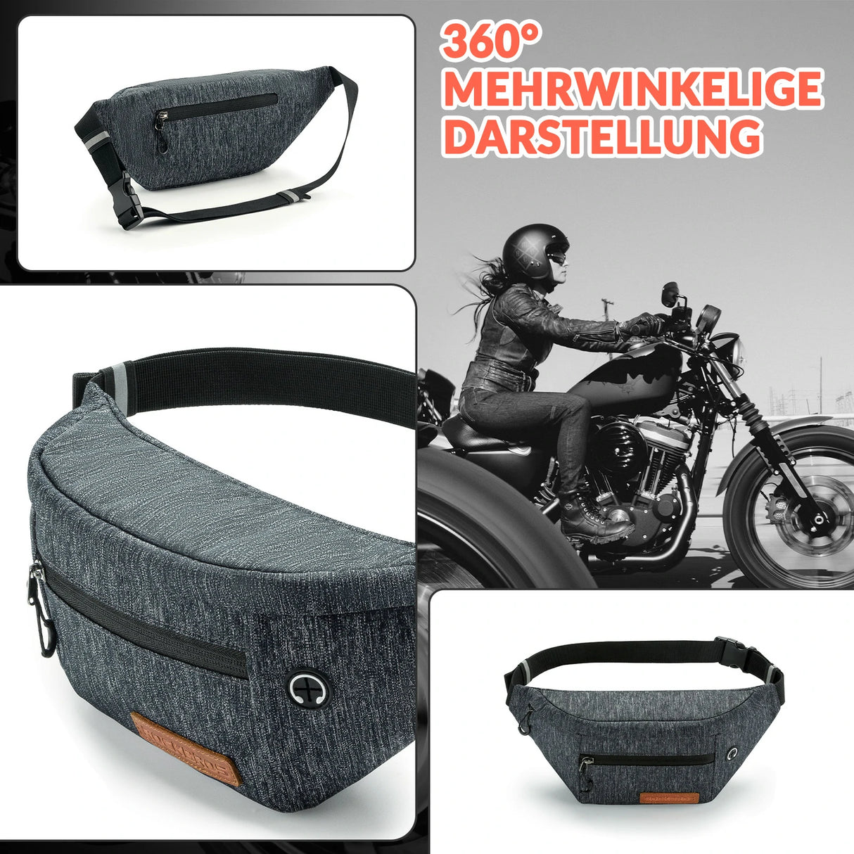 Bauchtasche 1,5 L – Gürteltasche mit verstellbarem Gürtel