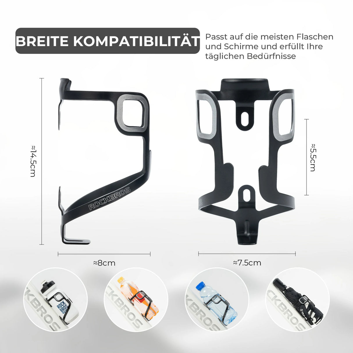 Fahrrad‑Flaschenhalter Aluminium – 27 g, für Trinkflaschen bis 75 mm