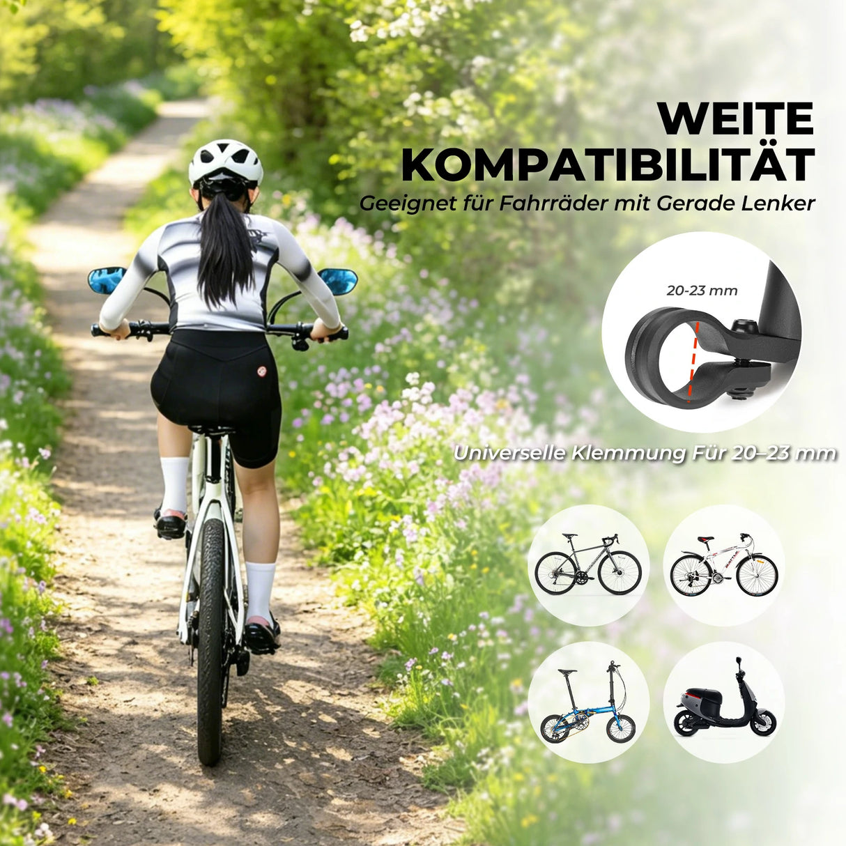 Fahrrad‑Rückspiegel – Für Lenker 20–23 mm