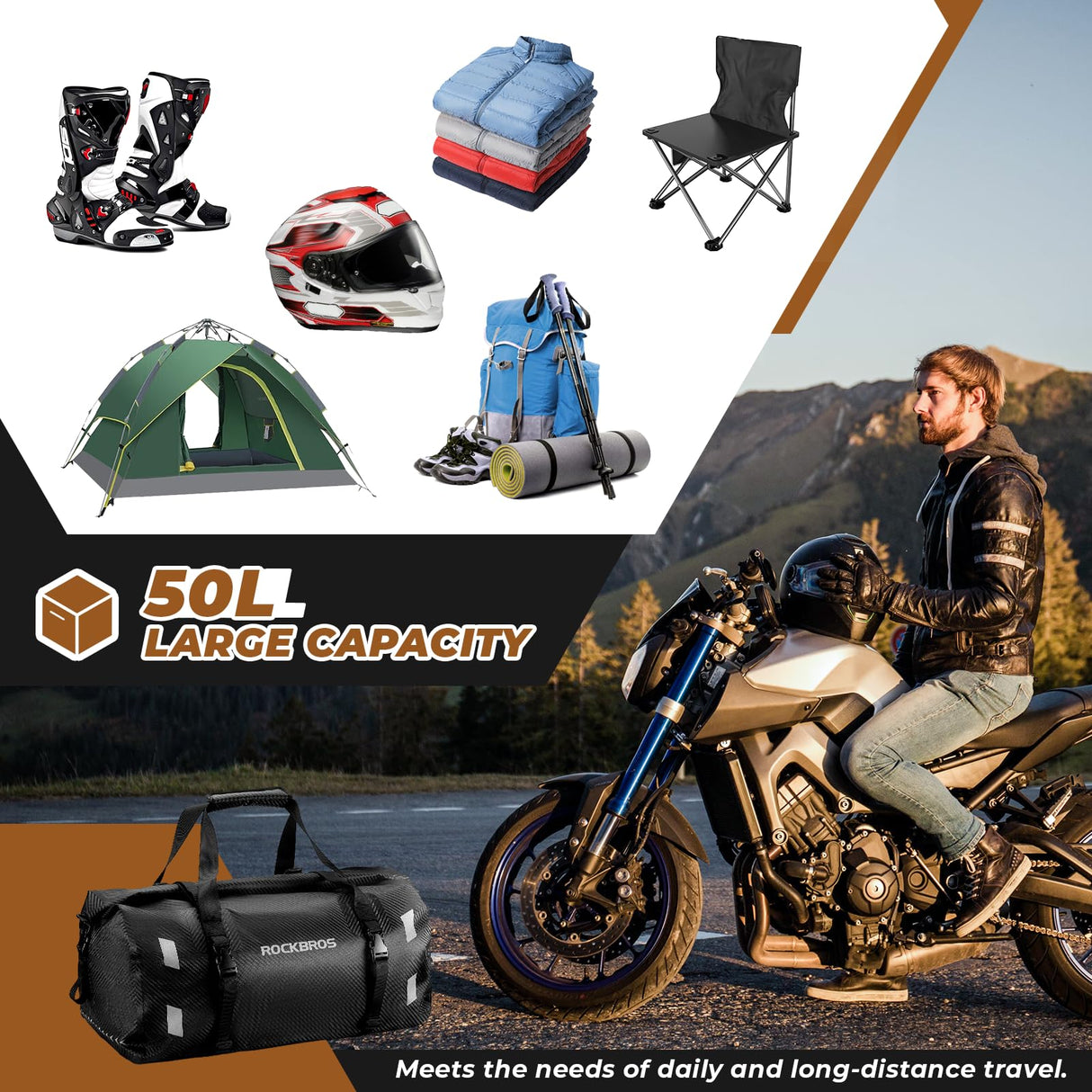 Motorradtasche Motorrad Hecktasche 100% Wasserdichter 20L-60L