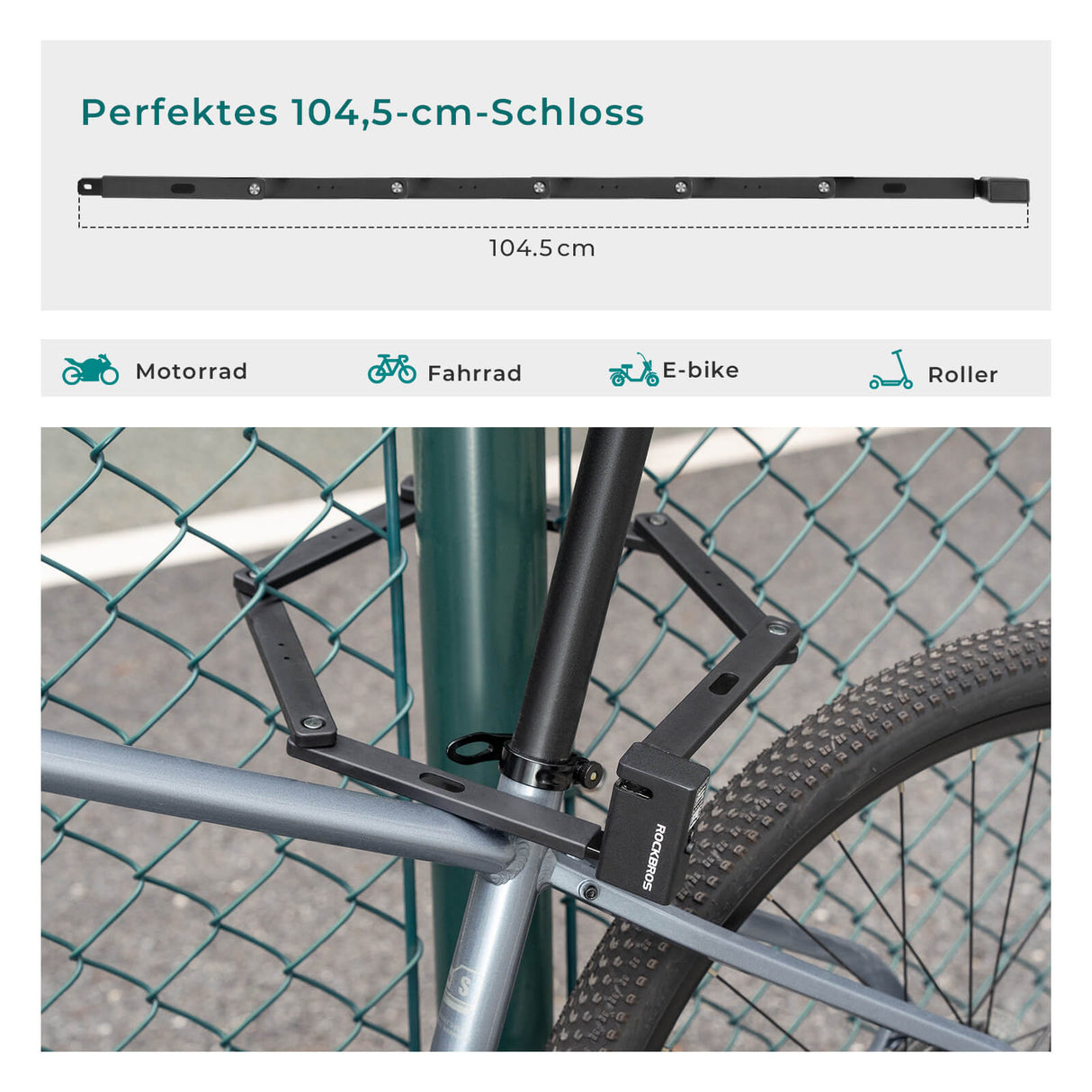 ROCKBROS Faltschloss Fahrradschloss 104 cm Faltbares