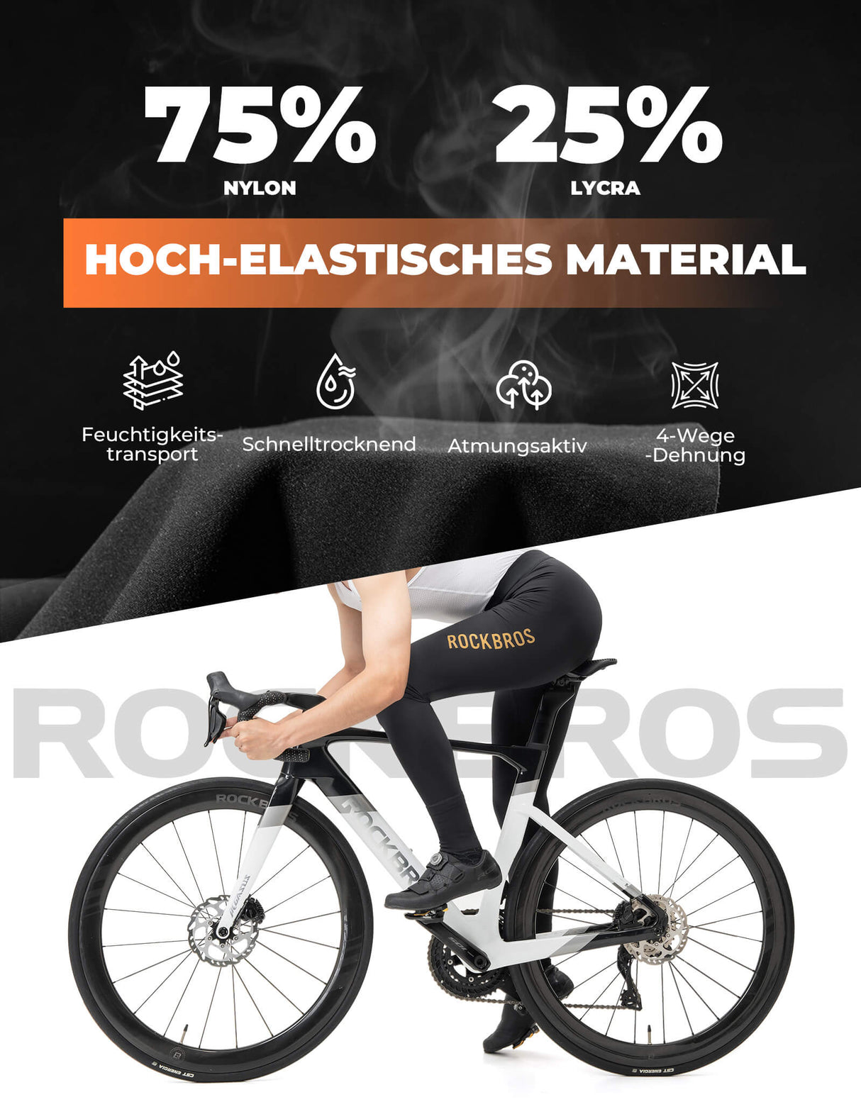 ROCKBROS Herren Fahrrad Trägerhose – Lang & Gepolstert für maximalen Komfort!