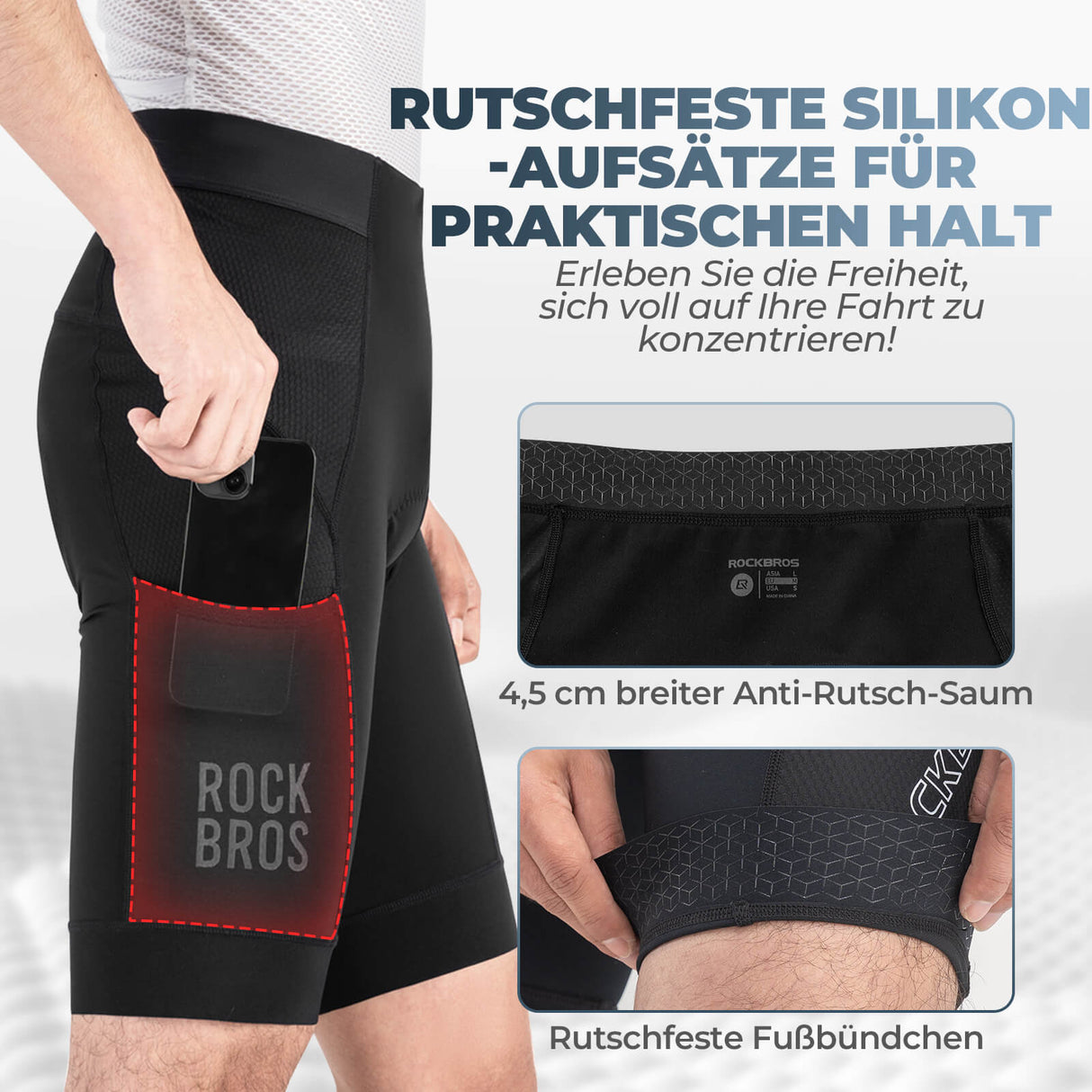 ROCKBROS Schnelltrocknende Fahrradhose Atmungsaktiv Ergonomisch Herren Sommer für Rennrad MTB