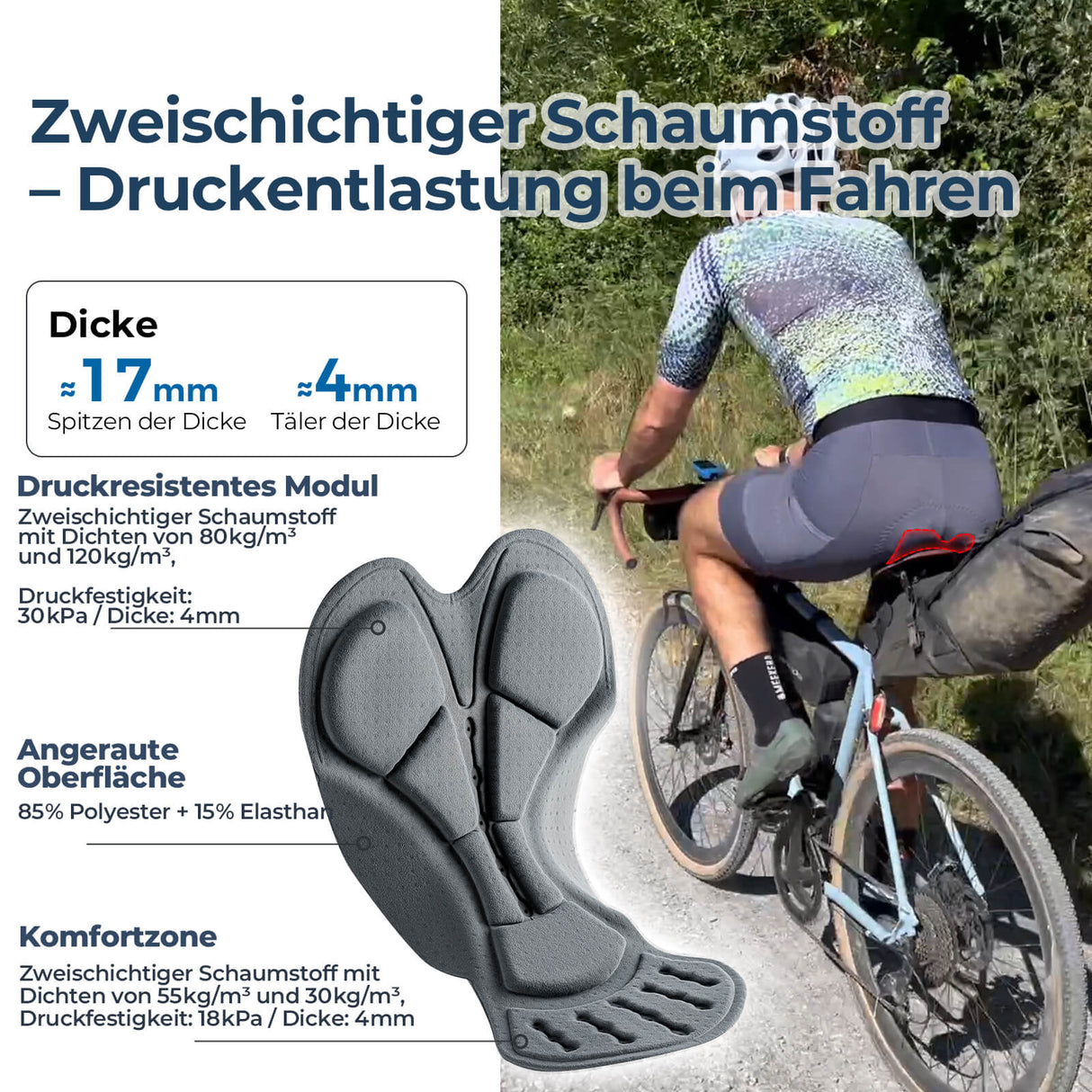 ROCKBROS Schnelltrocknende Fahrradhose Atmungsaktiv Ergonomisch Herren Sommer für Rennrad MTB