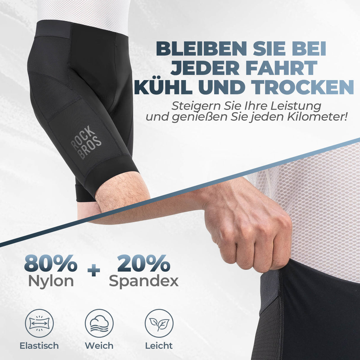 ROCKBROS Schnelltrocknende Fahrradhose Atmungsaktiv Ergonomisch Herren Sommer für Rennrad MTB