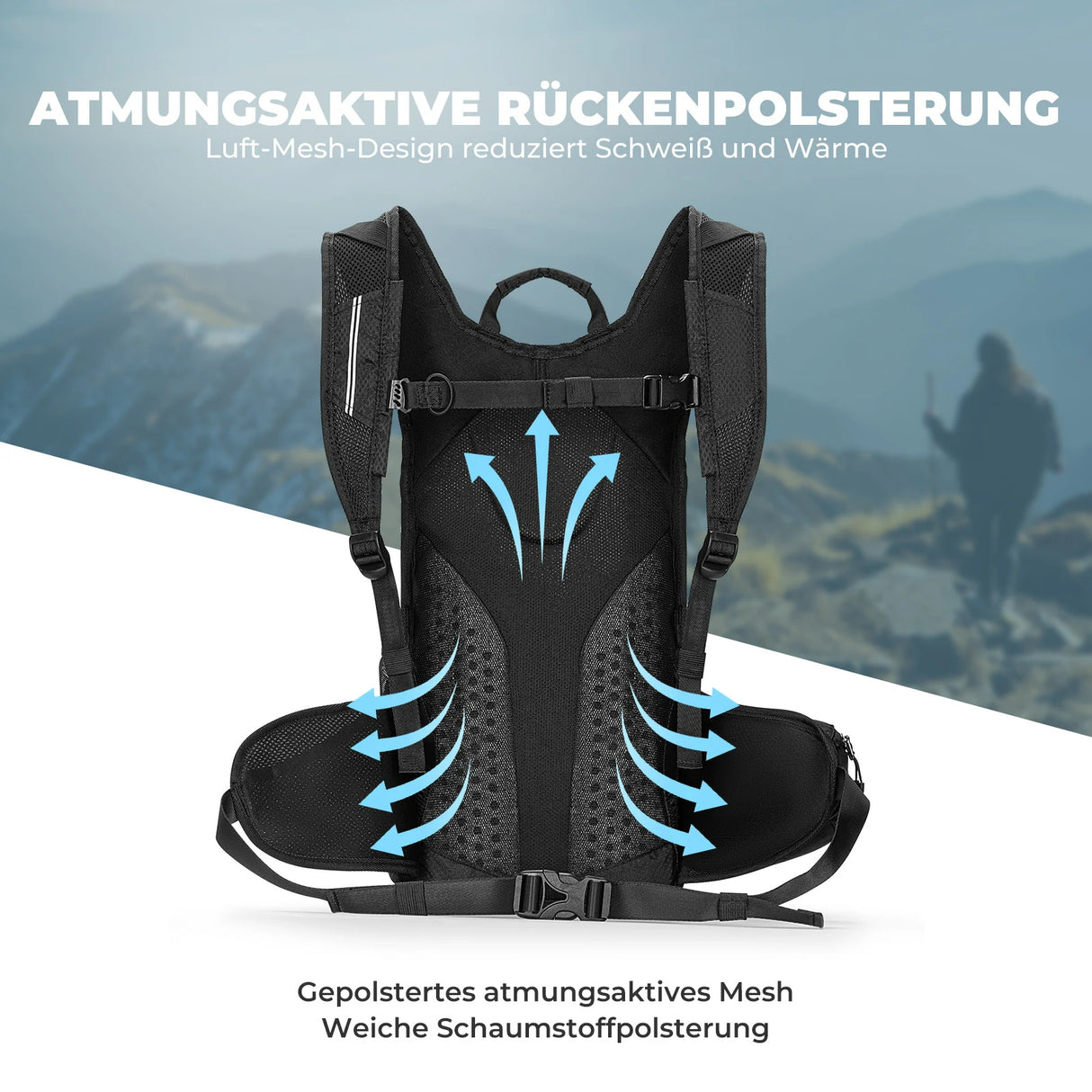 ROCKBROS Wanderrucksack 20 L – Ultraleicht, faltbar, mit Rückenbelüftung