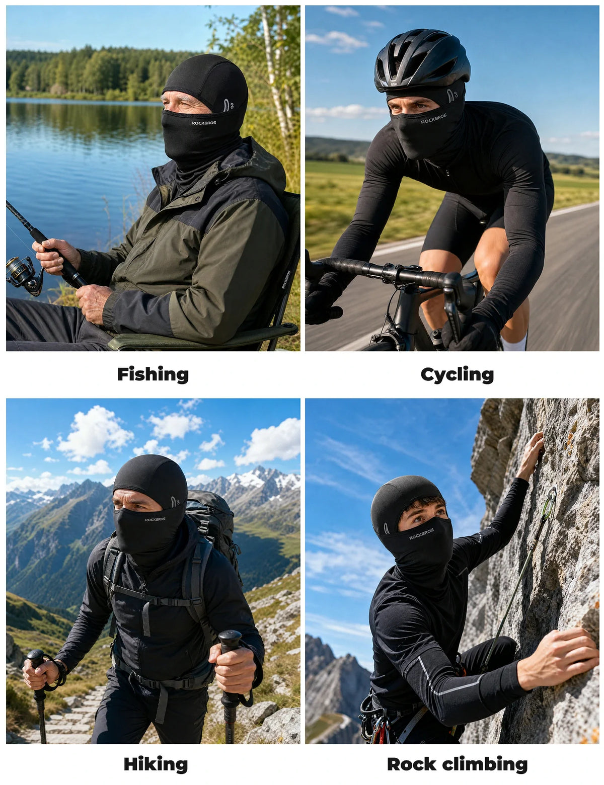 ROCKBROS Sturmhaube UV-Schutz atmungsaktiv schnelltrocknend Fahrradmaske