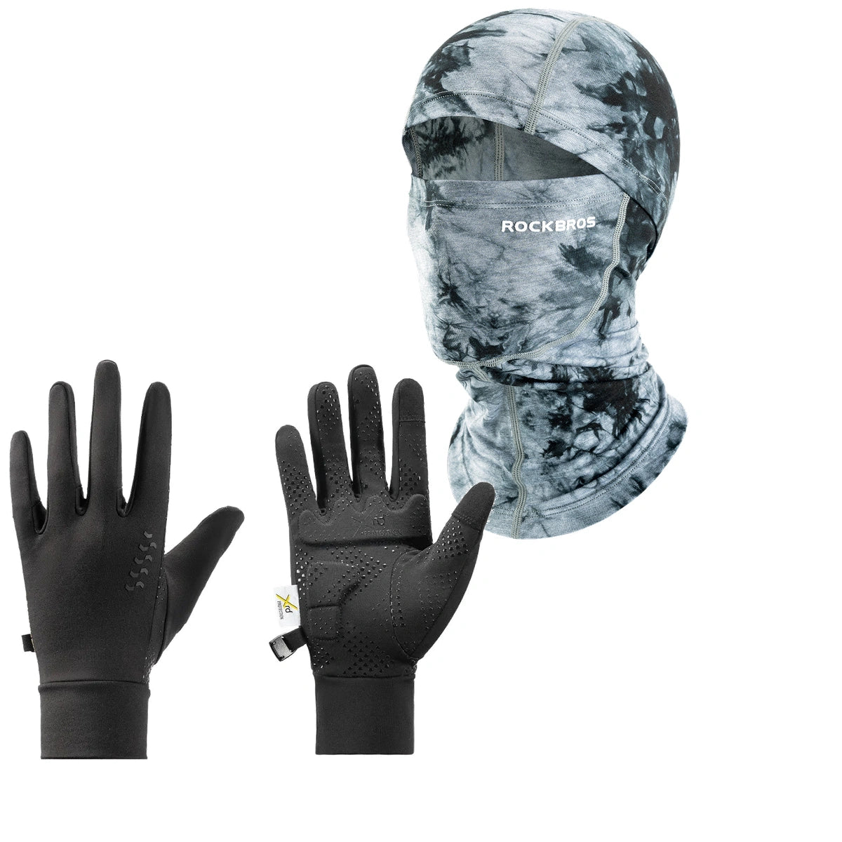 ROCKBROS Winter Set: Sturmhaube Merinowolle & ThermoGrip Fahrradhandschuhe Lang
