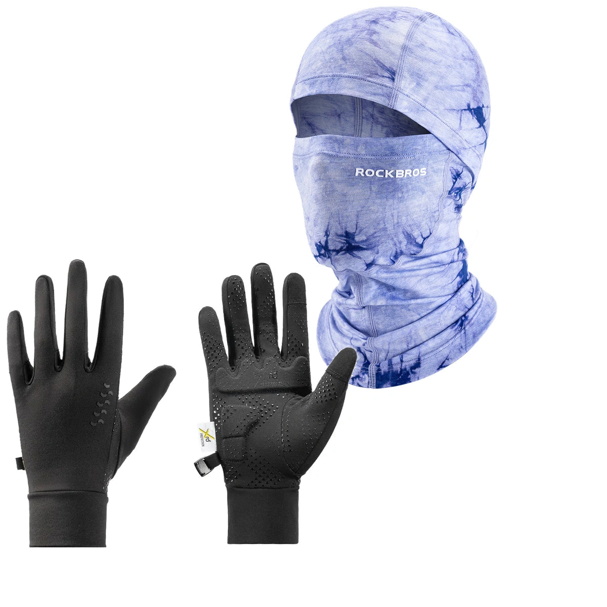 ROCKBROS Winter Set: Sturmhaube Merinowolle & ThermoGrip Fahrradhandschuhe Lang