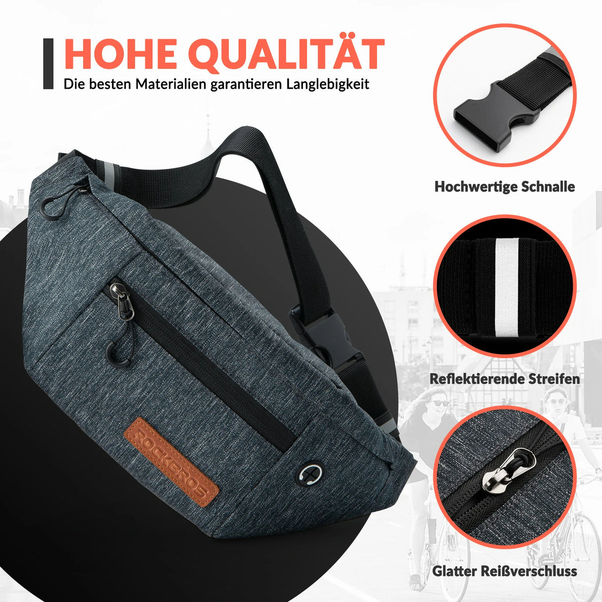 Bauchtasche 1,5 L – Gürteltasche mit verstellbarem Gürtel