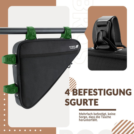 Fahrrad‑Rahmentasche – Dreieckstasche 1,5 L, wasserabweisend & reflektierend