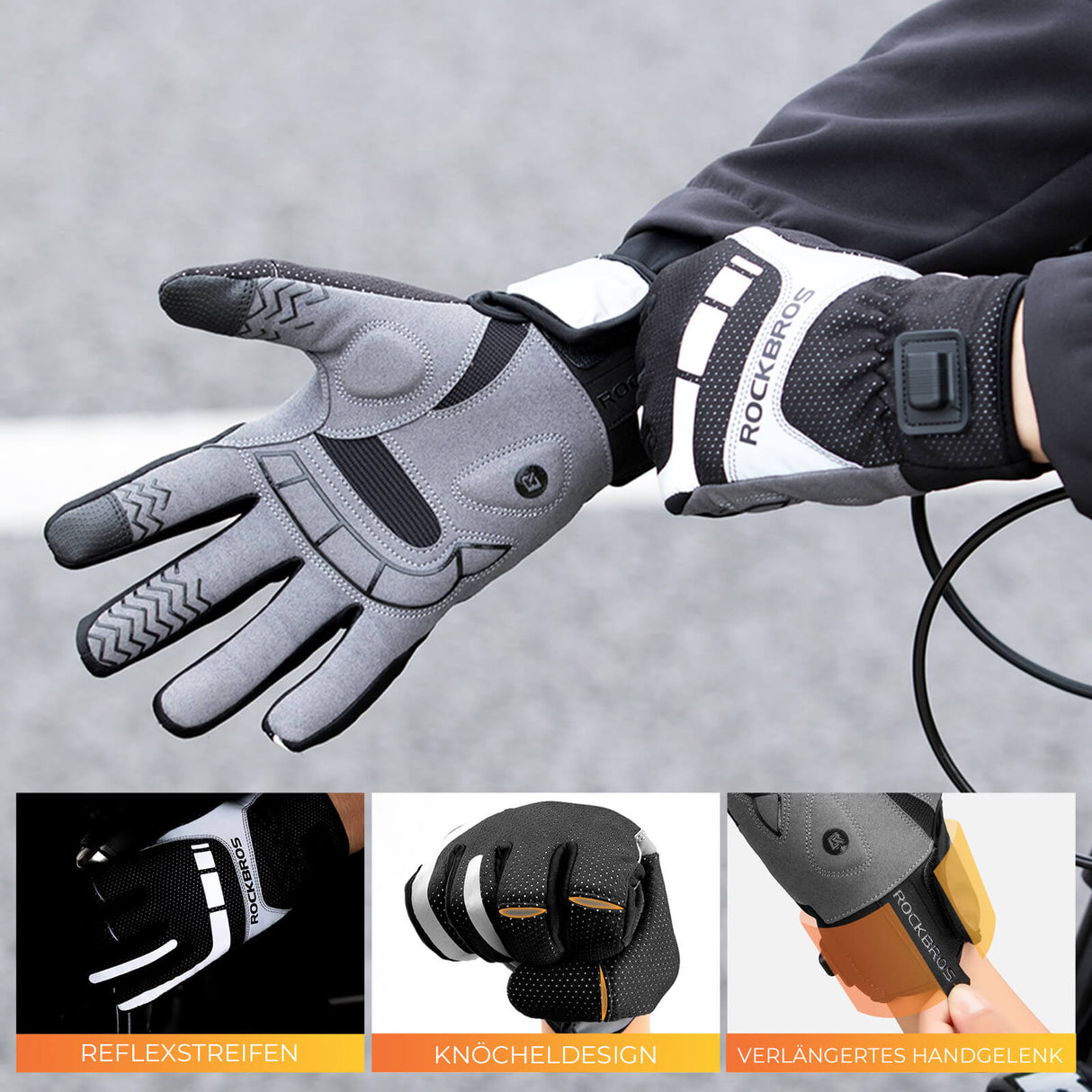 Fahrradhandschuhe mit USB-Heizung – Reflektierend, Stoßdämpfend & Touchfunktion