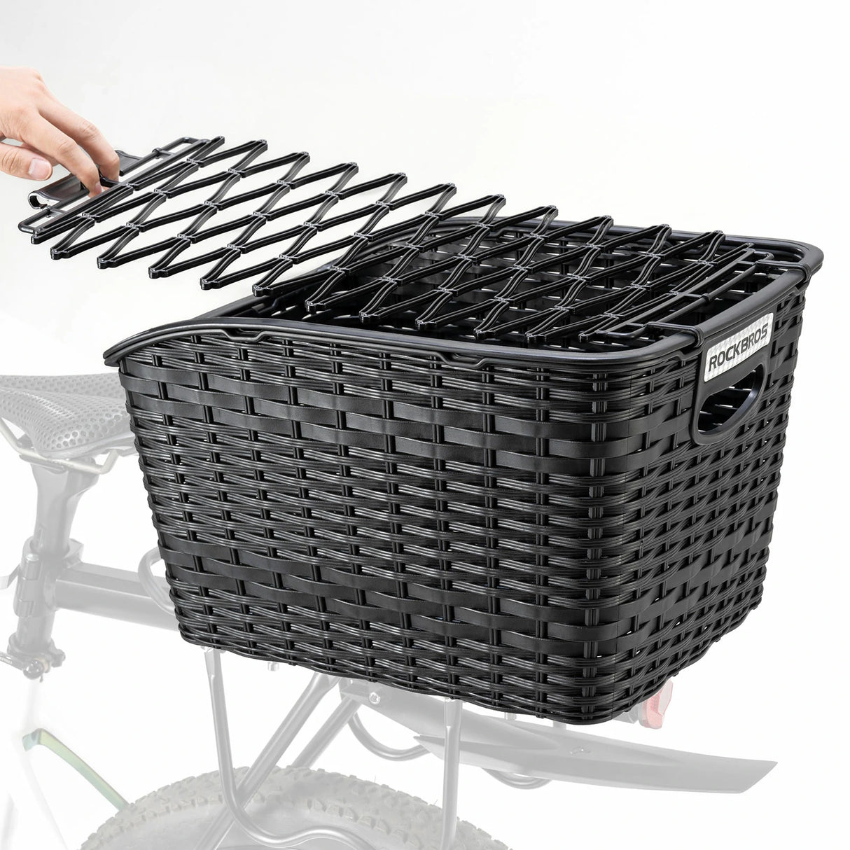 ROCKBROS Fahrradkorb Hinten – Für Gepäckträger, mit ausziehbarem Deckel