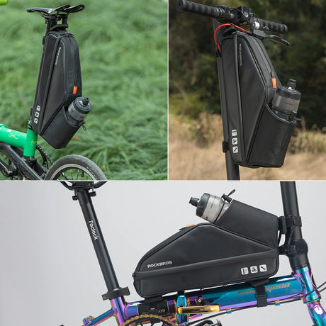 Fahrrad-Rahmentasche – Wasserdichte Dreieckstasche mit Flaschenfach, ca. 3L
