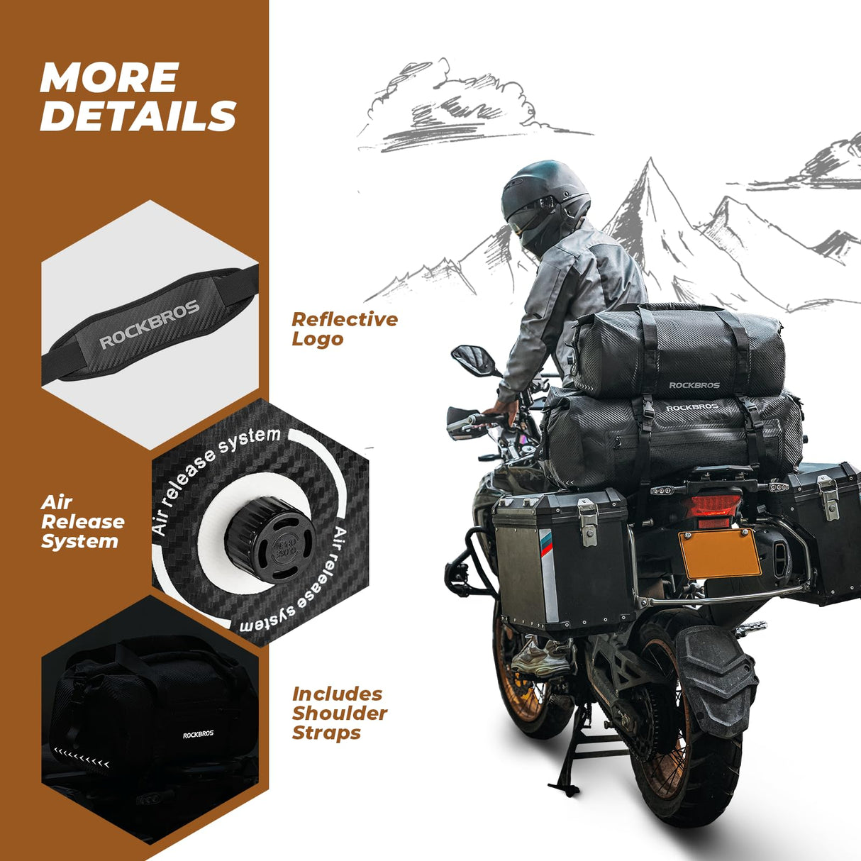 Motorradtasche Motorrad Hecktasche 100% Wasserdichter 20L-60L