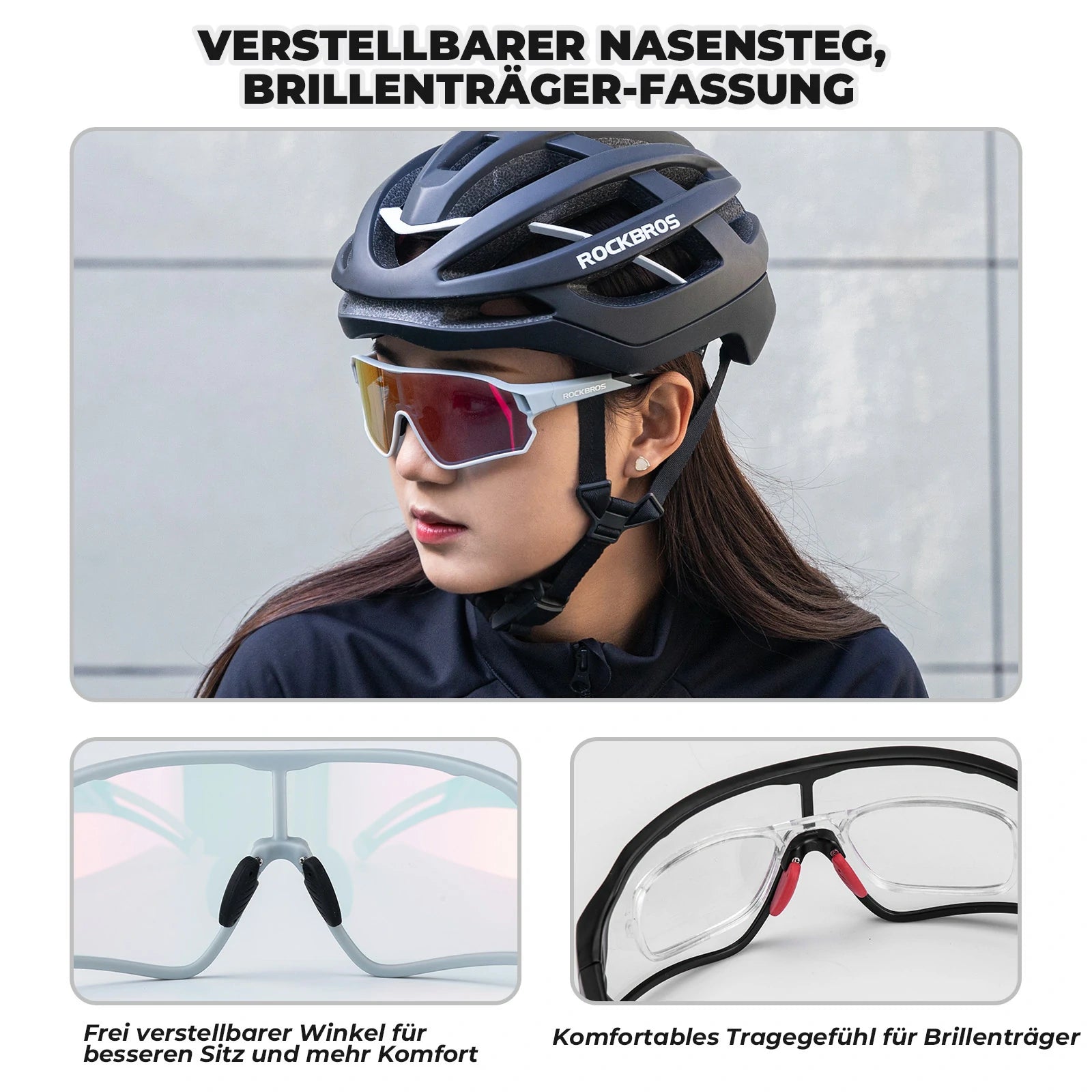 ROCKBROS Fahrradbrille Sonnenbrille Photochrom/Polarisiert UV400 