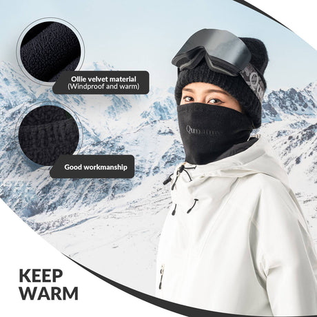 Qunature Winddichte Fleece Sturmhaube Balaclava Skimaske Warm #Color_Schwarz