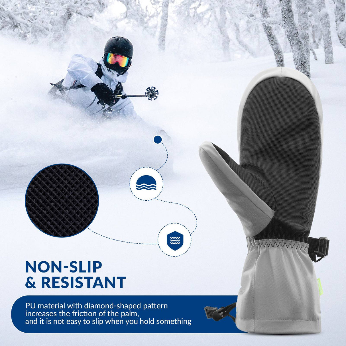 Qunature Winter Skihandschuhe f¨¹r Herren & Damen #Color_Grau