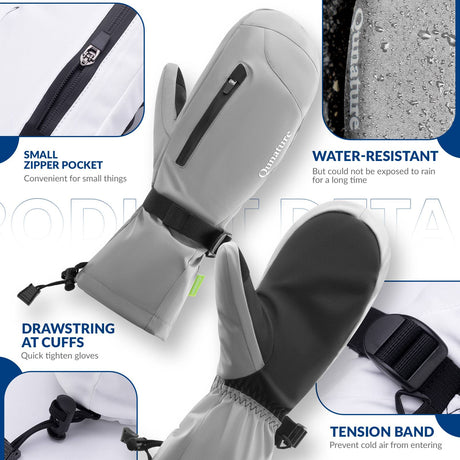 Qunature Winter Skihandschuhe f¨¹r Herren & Damen #Color_Grau