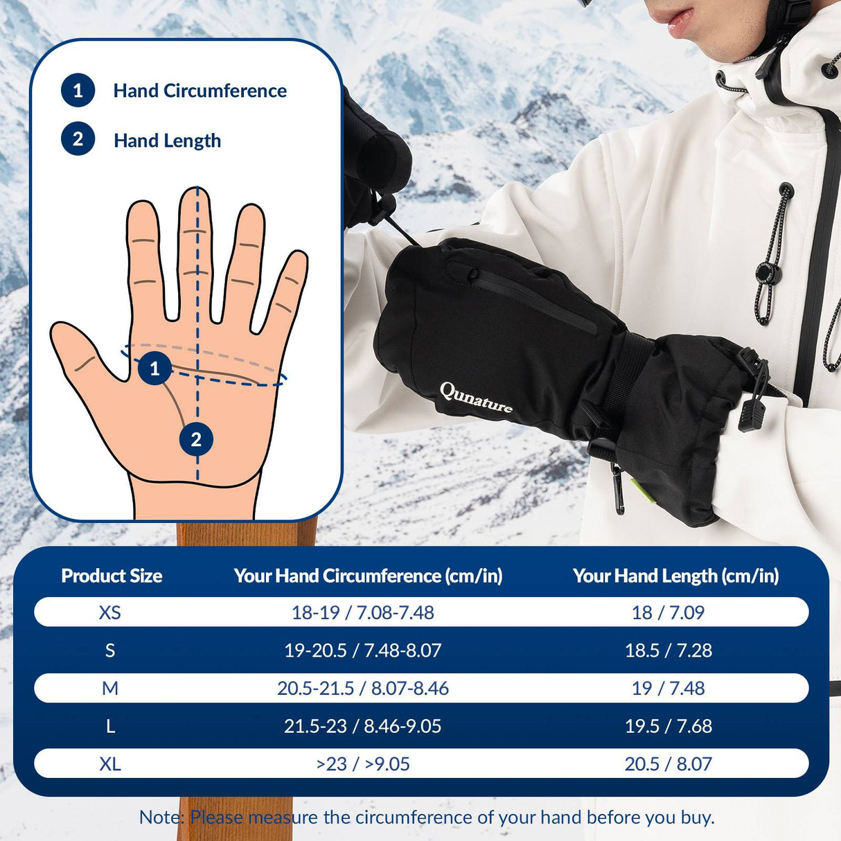 Qunature Winter Skihandschuhe f¨¹r Herren & Damen #Color_Schwarz