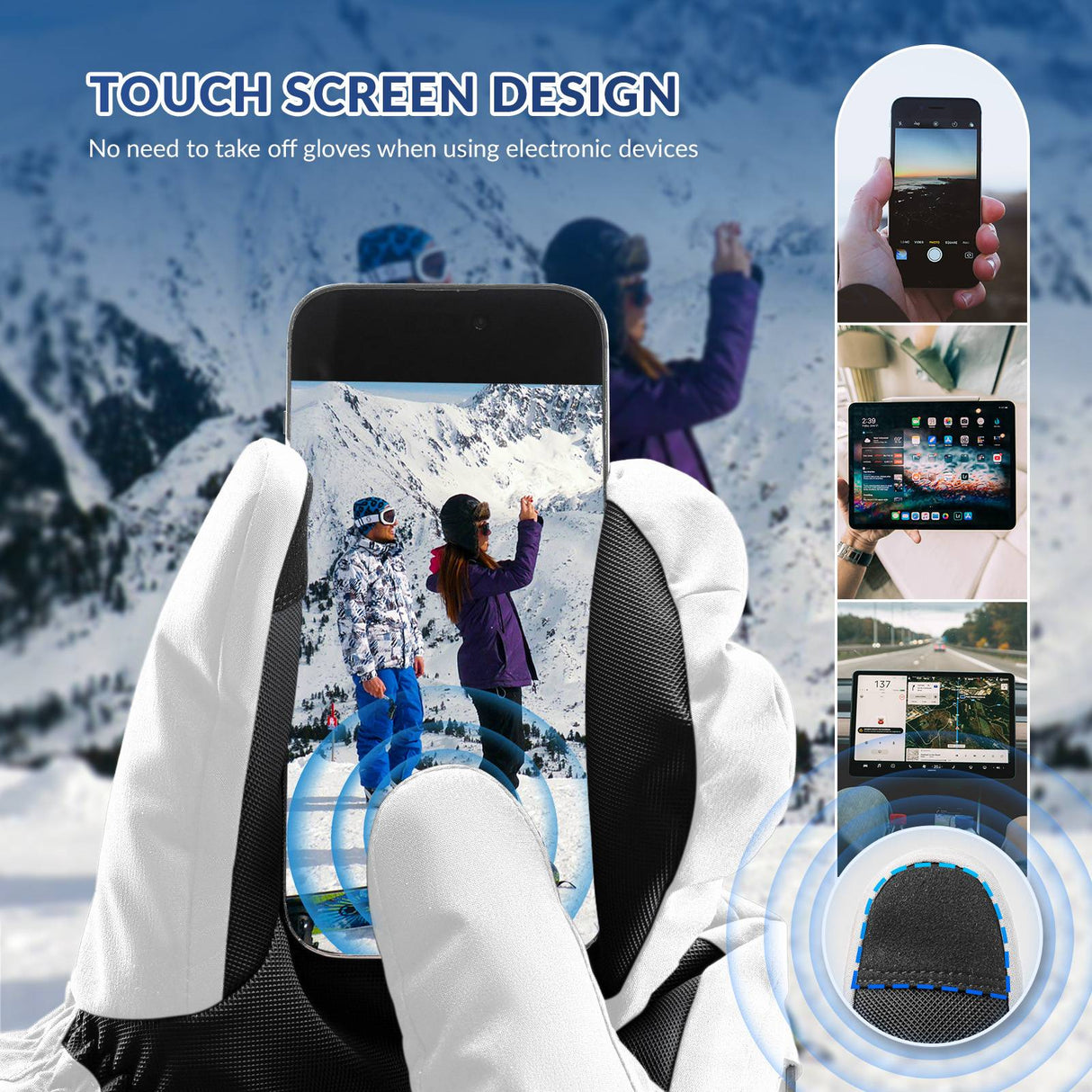 Qunature Winter Skihandschuhe f¨¹r Herren & Damen #Color_Wei?