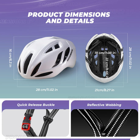 ROCKBROS Fahrradhelm – Einstellbar 58-62cm mit modernem Sicherheitsdesign