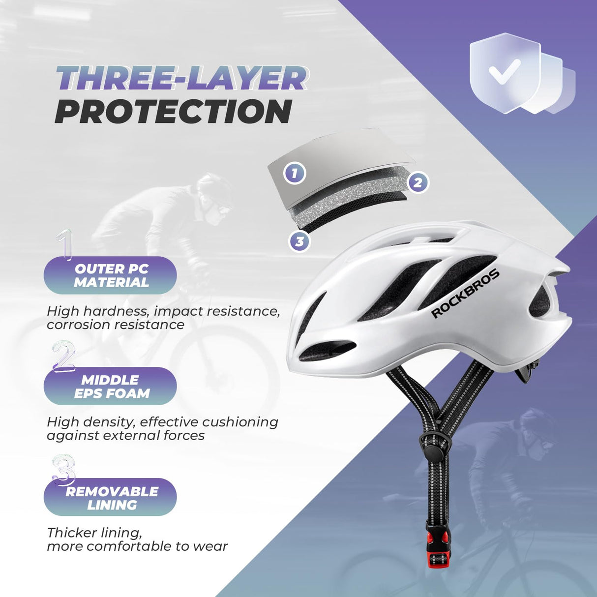 ROCKBROS Fahrradhelm – Einstellbar 58-62cm mit modernem Sicherheitsdesign