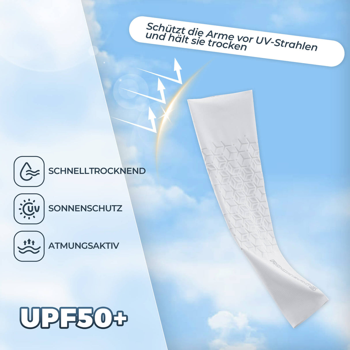 ROCKBROS Armlinge Arm Sleeve Sonnenschutz Kühles Gefühl Schnell Trocknend-Weiß