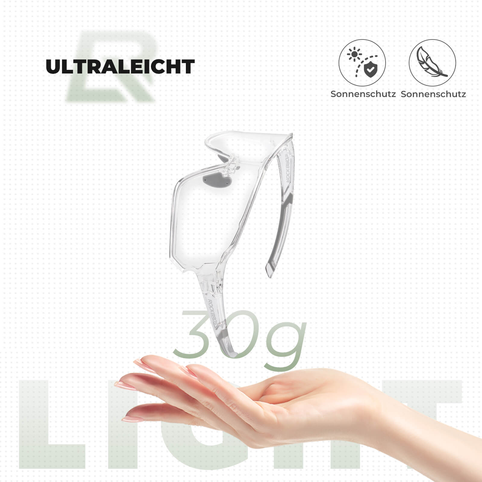 ROCKBROS Fahrradbrille Sonnenbrille Photochrom/Polarisiert UV400 Ultraleicht-Photochrome-Transparent