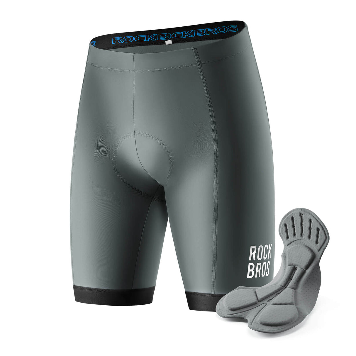 ROCKBROS Fahrradhose mit Sitzpolster Radlerhose Atmungsaktiv Leicht MTB Renrrad-Grau