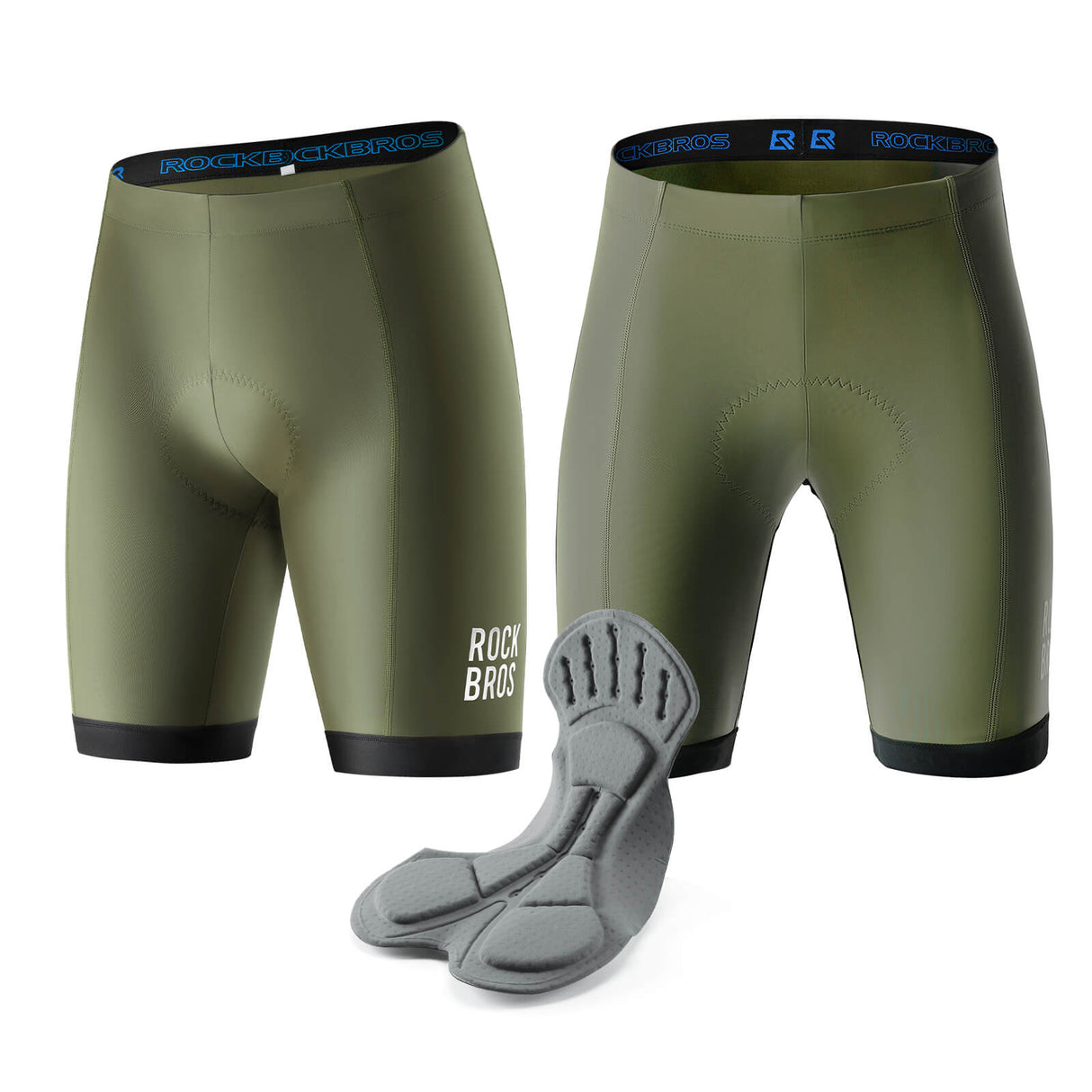 ROCKBROS Fahrradhose mit Sitzpolster Radlerhose Atmungsaktiv Leicht MTB Renrrad-Olivgrün