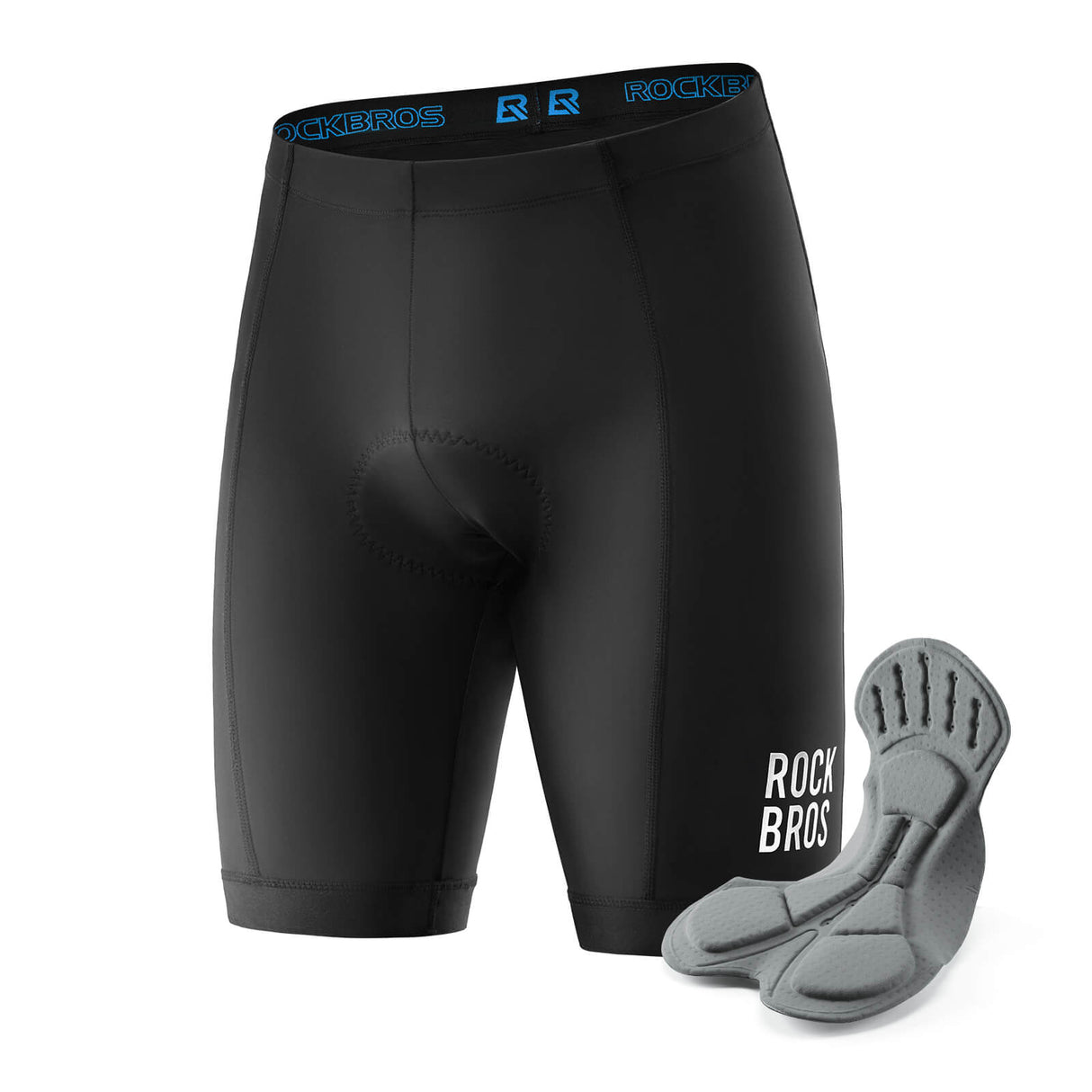 ROCKBROS Fahrradhose mit Sitzpolster Radlerhose Atmungsaktiv Leicht MTB Renrrad-Schwarz