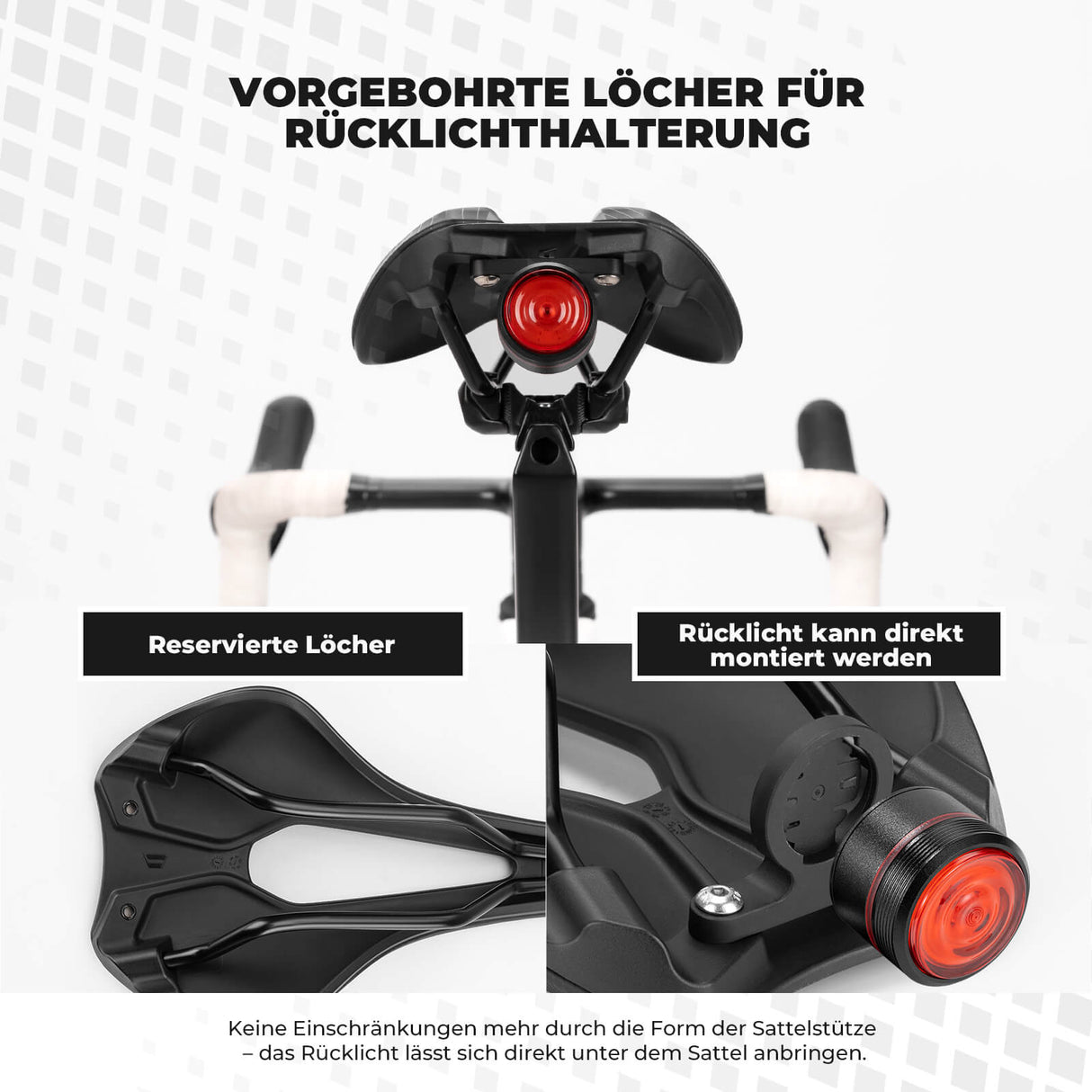 ROCKBROS Fahrradsattel Wasserdicht bereit für Rücklichtmontage HerrenDamen