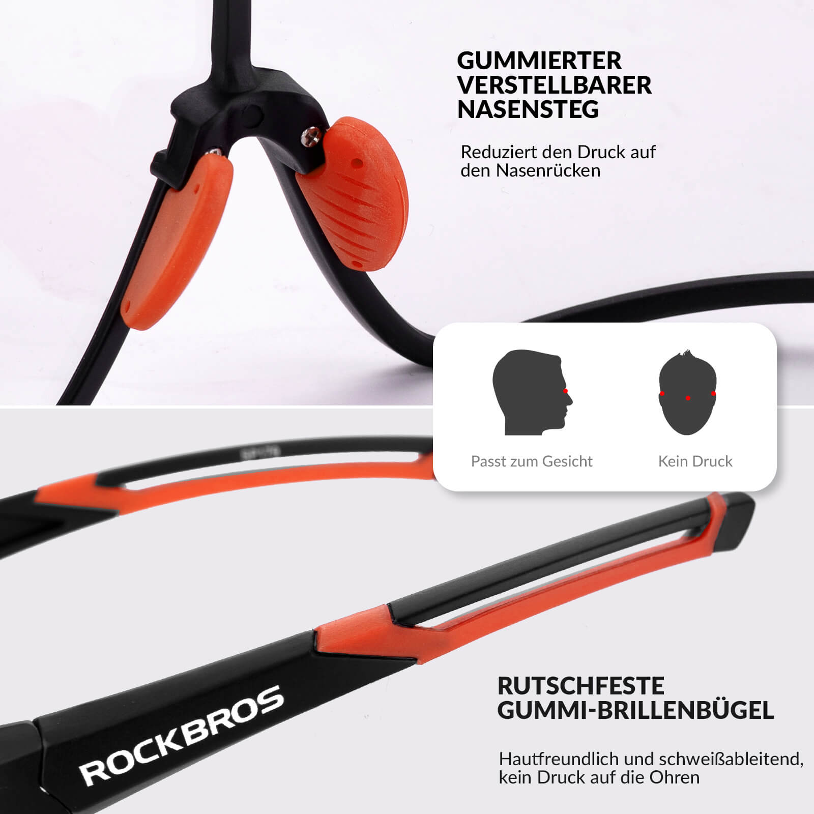 ROCKBROS Kinder Fahrradbrille UV400-Schutz Selbsttönend Sonnenbrille-Schwarz-Rot