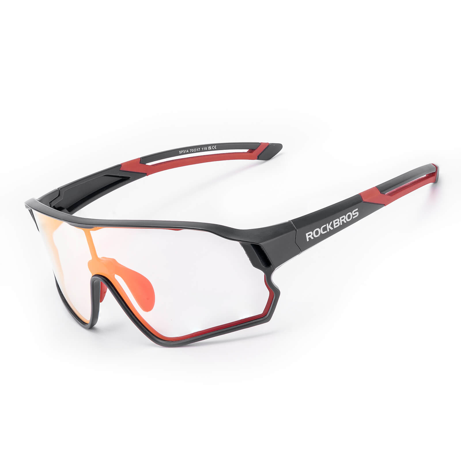 ROCKBROS Kinder Fahrradbrille UV400-Schutz Selbsttönend Sonnenbrille-Schwarz-Rot