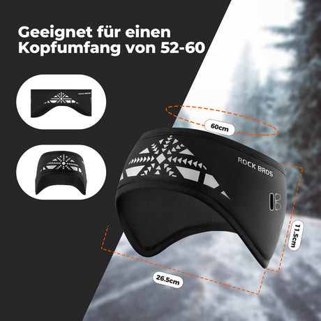 ROCKBROS Elastisches Winter Stirnband mit Klettverschluss Ohrenwärmer Unisex - ROCKBROS-EU