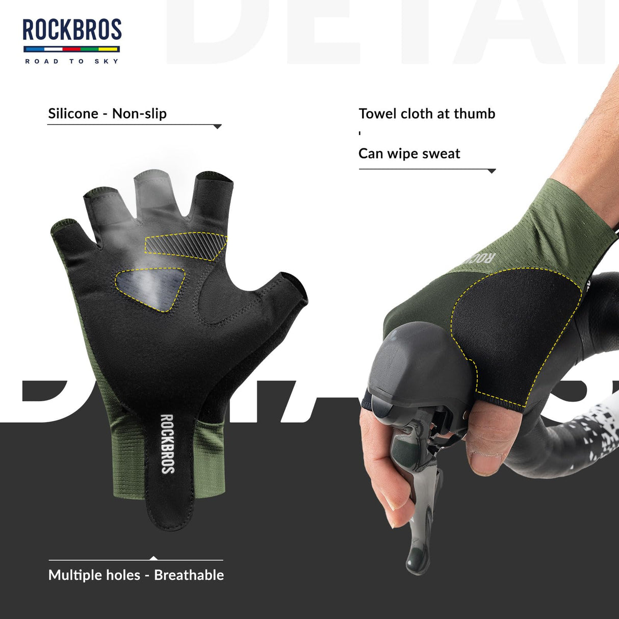 Road To Sky Fahrradhandschuhe – Fingerlose, Atmungsaktive & Reflektierende
