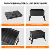einfache montage des faltgrills in vier schritten