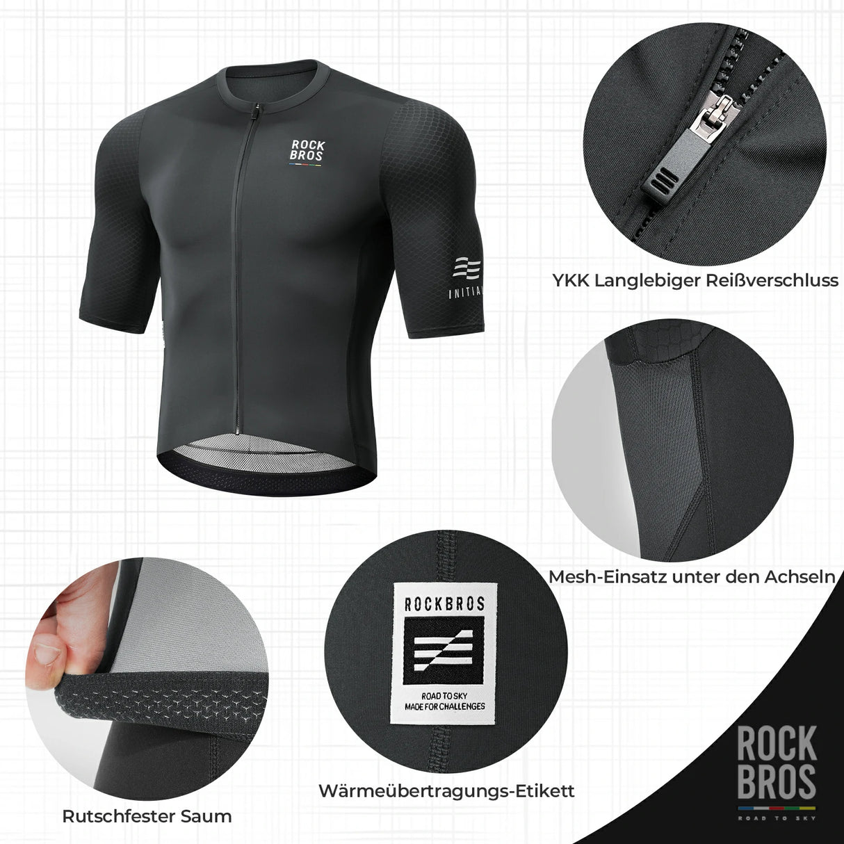 ROAD TO SKY Herren Radtrikot Kurzarm mit Taschen - ROCKBROS-EU
