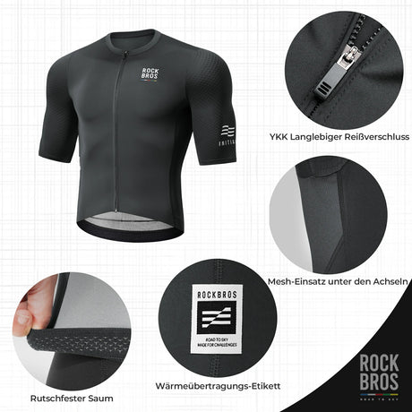 ROAD TO SKY Herren Radtrikot Kurzarm mit Taschen - ROCKBROS-EU