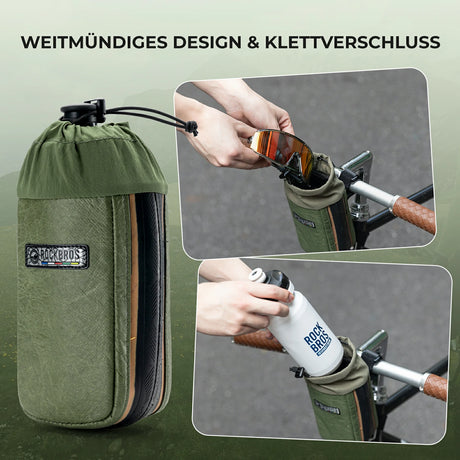 road-to-sky nachhaltige 0,8l fahrrad-wasserflaschentasche aus tyvek® und recycelten reifen
