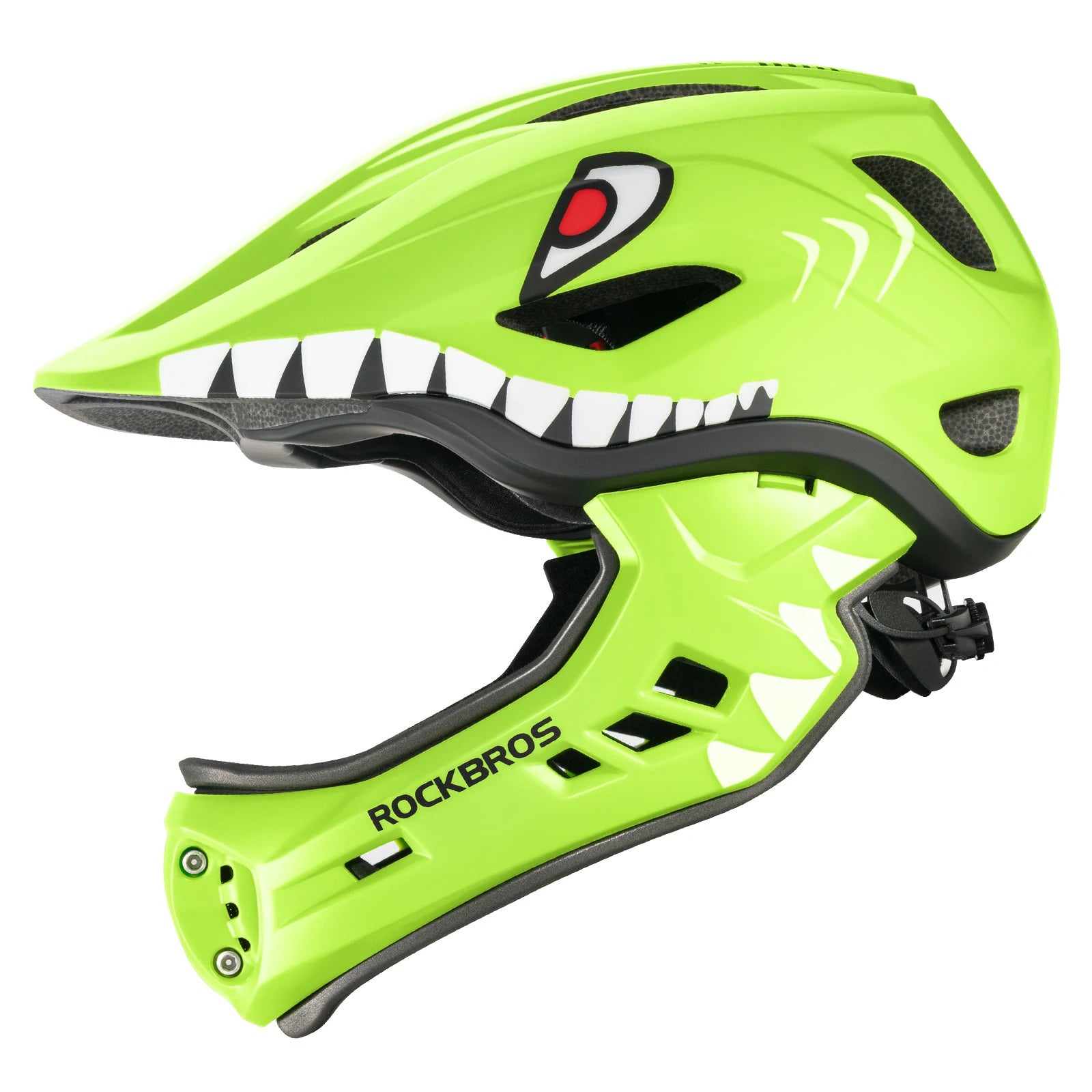 rockbros cartoon integral kinderhelm, 2-in-1 mit einem klick abnehmbarem kinnschutz