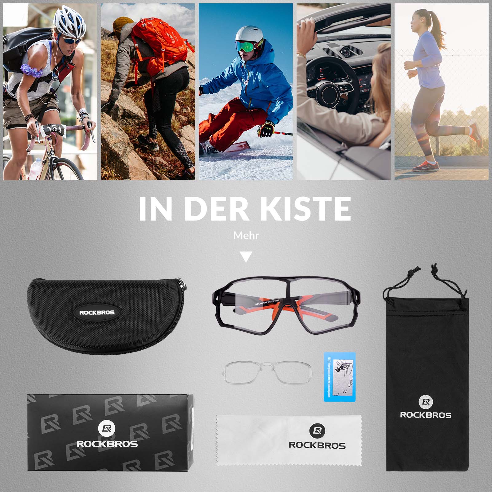 ROCKBROS Photochrome Sonnenbrille Fahrradbrille UV400-Schutz Unisex - ROCKBROS-EU