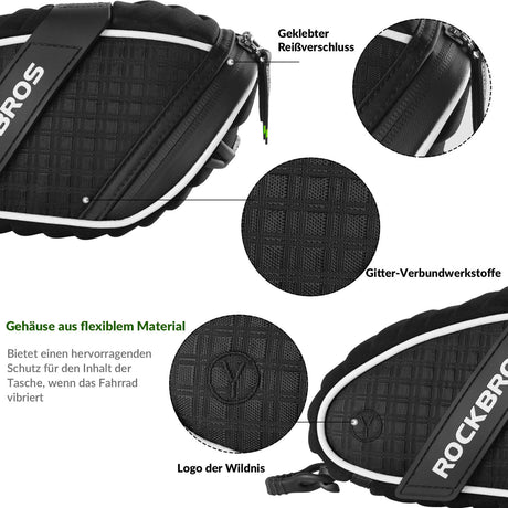 ROCKBROS Satteltaschen Fahrradsitz Taschen mit Rücklichthalter 1L - ROCKBROS-EU