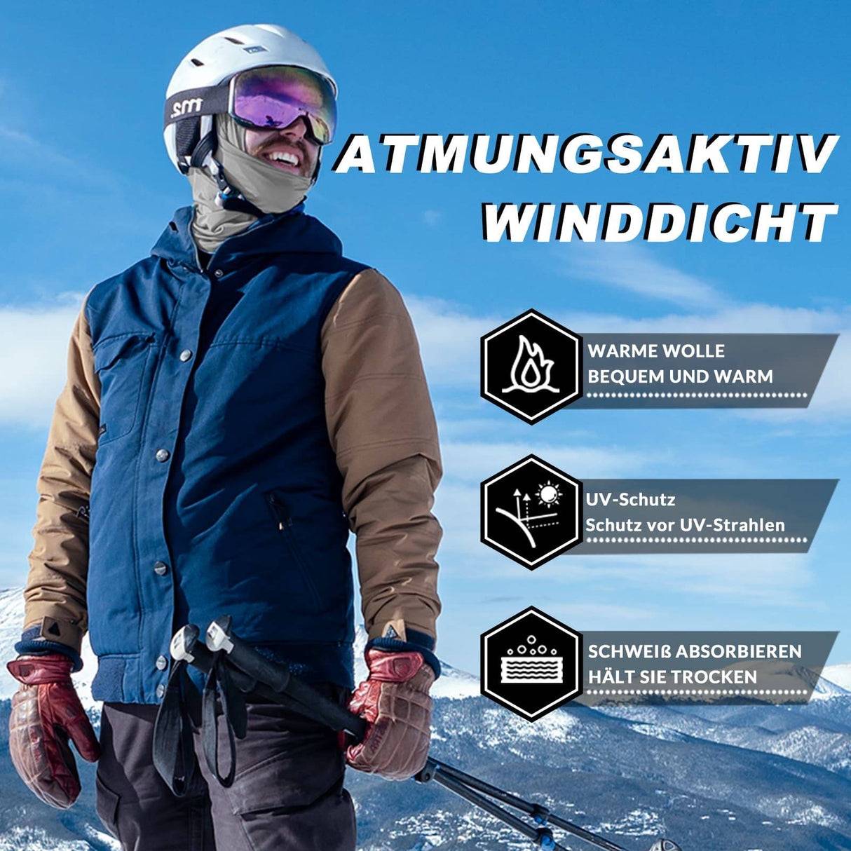 ROCKBROS Sturmhaube Herbst Winter Balaclava für Outdoorsports Unisex - ROCKBROS-EU