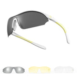 Sports Cycling Sunglasses with 3 Interchangeable#Color_White